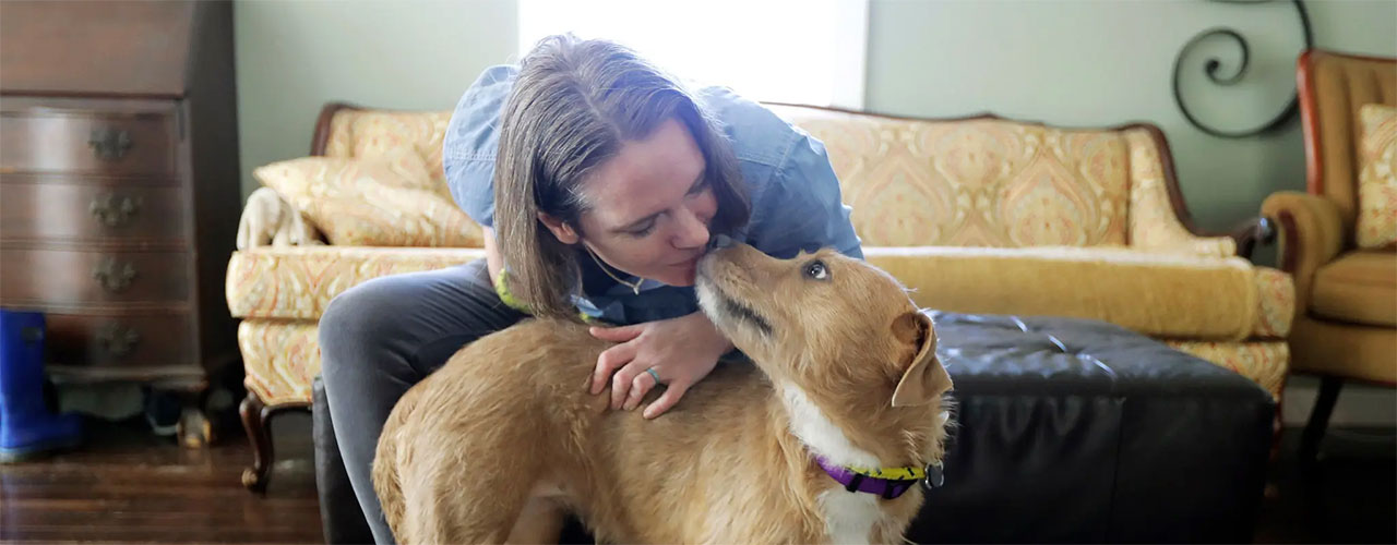 girl and dog