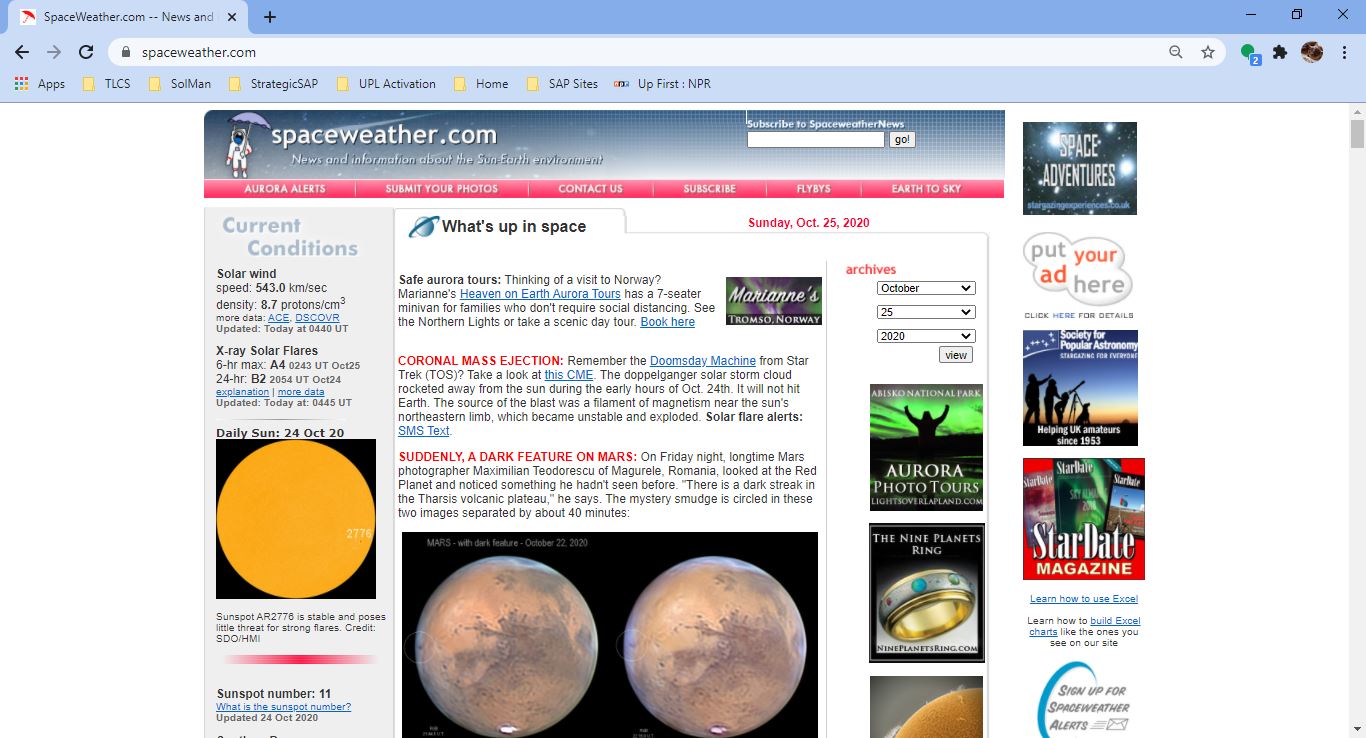 The spaceweather website.